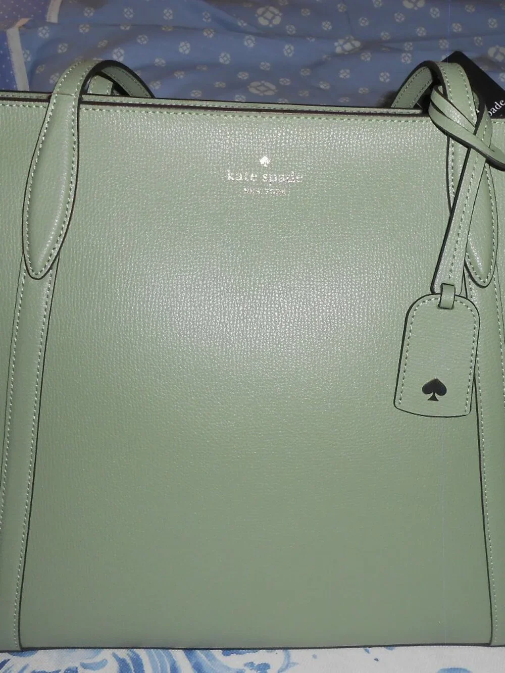 NWT Kate Spade Balsam Green Leather Large Tote Very Elegant
